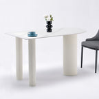 LDF025 - Modern Rock Plate Dining Table with Cylindrical Legs image 0