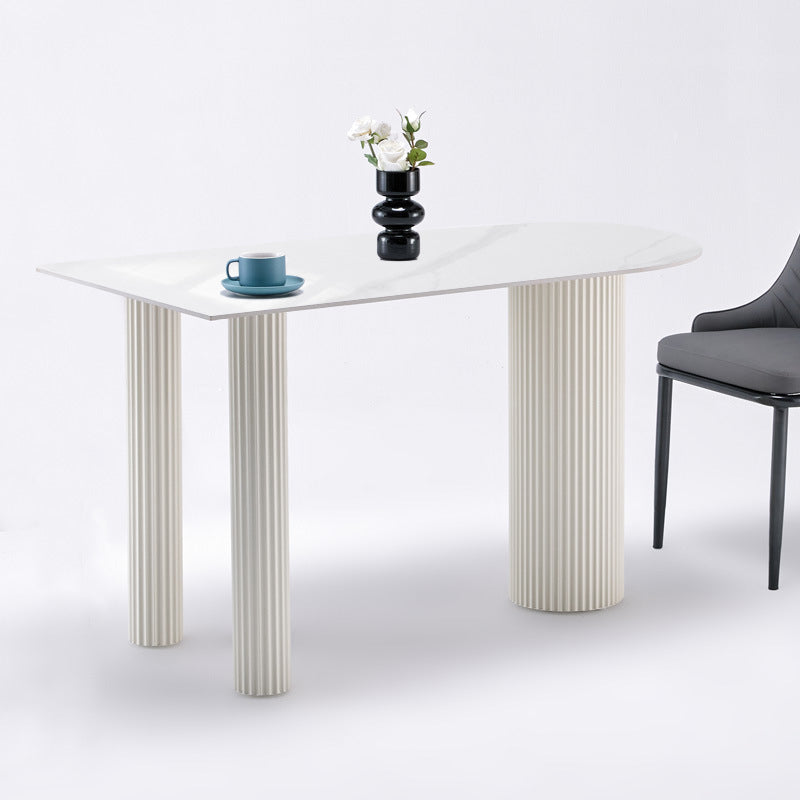 LDF025 - Modern Rock Plate Dining Table with Cylindrical Legs image 0