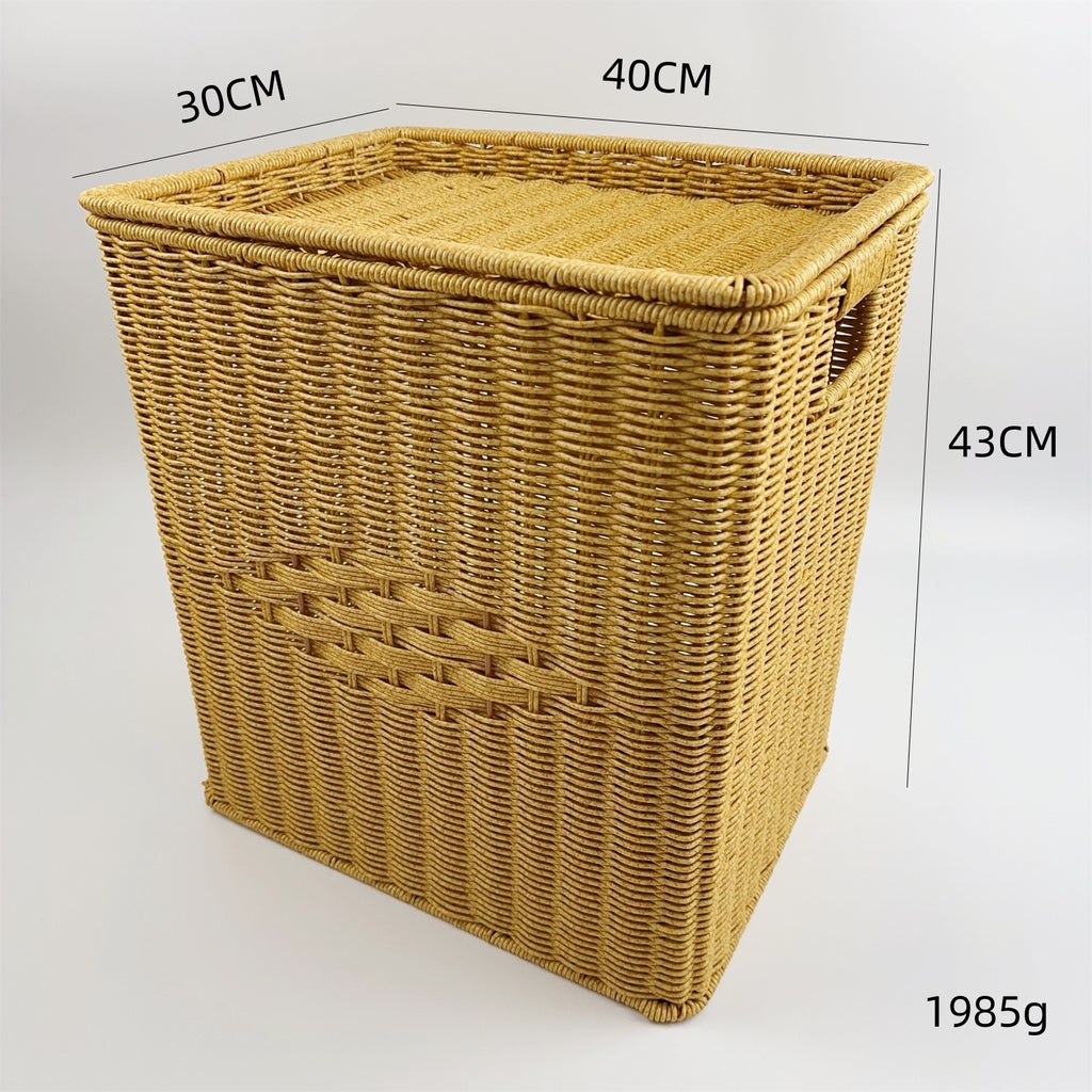 BAS010 - Square Woven Laundry Basket with Lid image 5