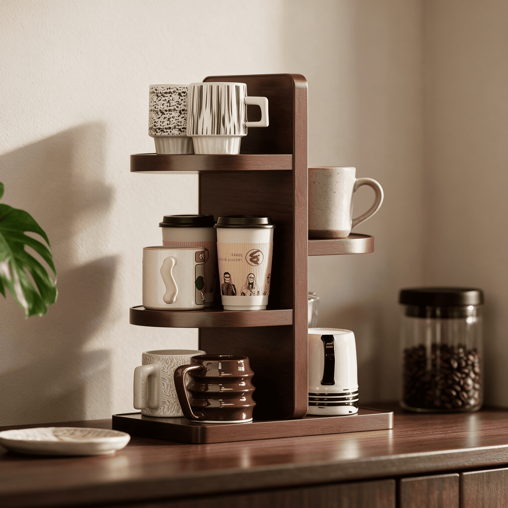 CSR004 - Amberch Modern Mug Tree Vertical Multi-Tier Coffee Station Organizer image 3