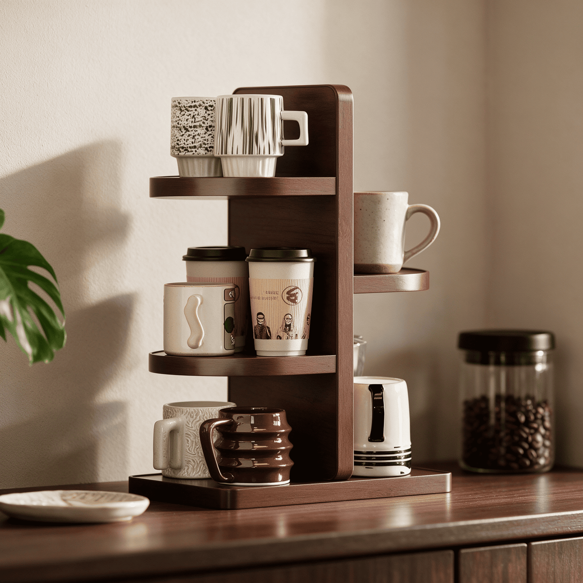 CSR004 - Amberch Modern Mug Tree Vertical Multi-Tier Coffee Station Organizer image 3