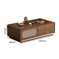 EDB048 - Vintage Rattan & Solid Wood Coffee Table Cabinet image 0