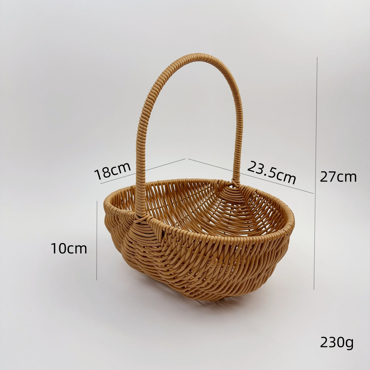 BAS003 - Oval Handwoven Rattan-Style Basket with Handle image 4