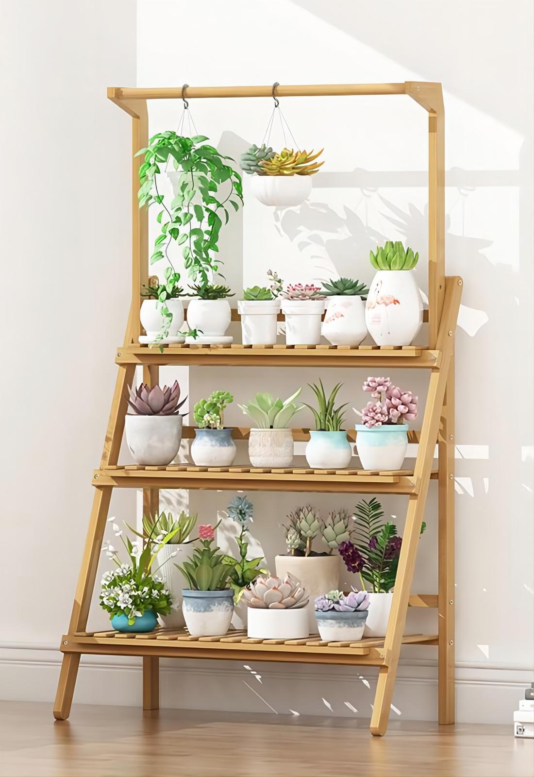 PS005 Bamwood Balcony Floor Stand Rack image 2