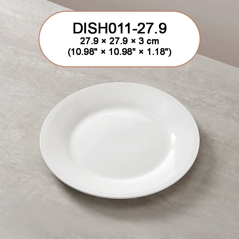 DISH011 - White Ceramic Flat Plate – Shallow Dish for Everyday Dining image 7