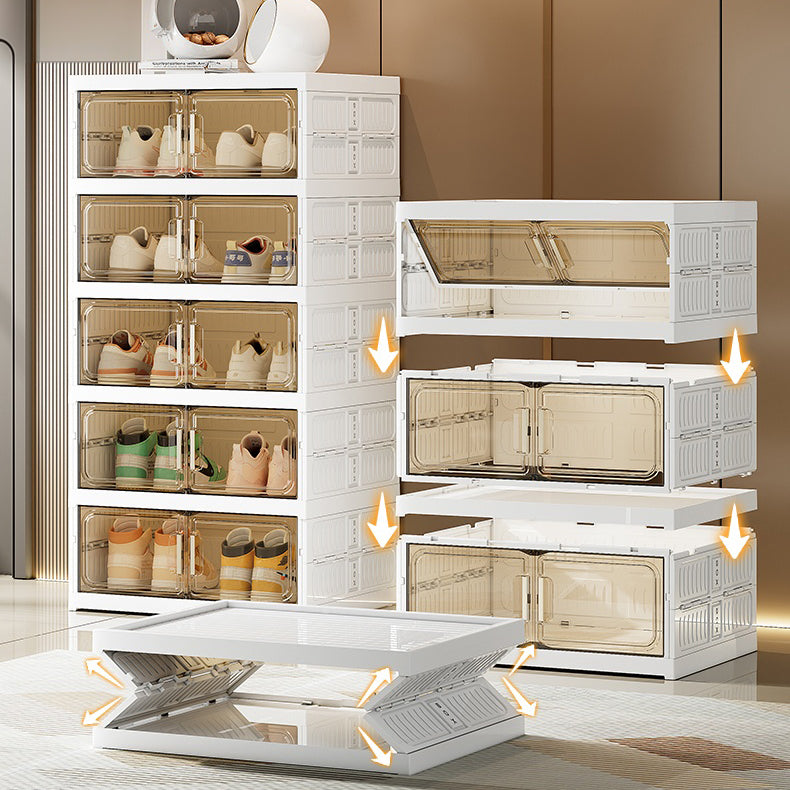 SOCE063 - Modern Transparent Plastic Shoe Cabinet – Stackable Storage with Door image 3
