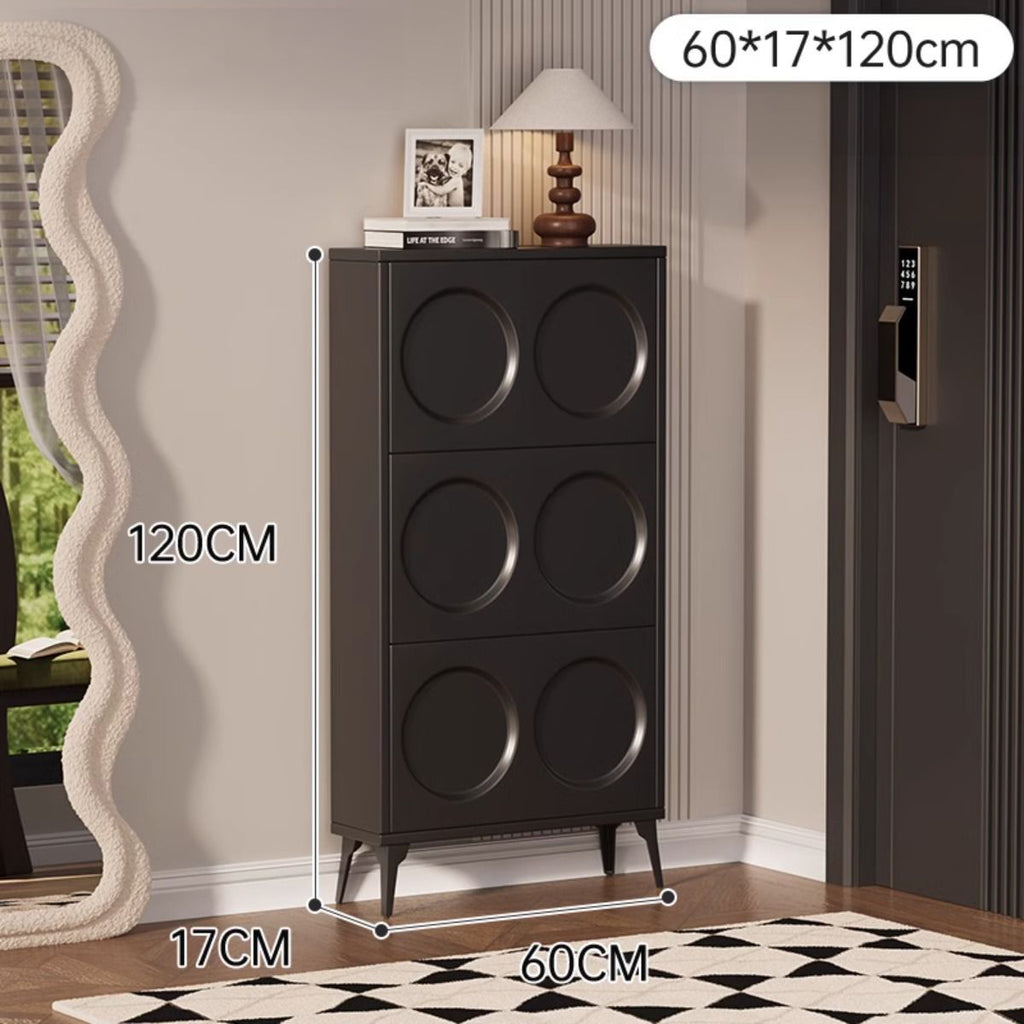 SOCE054 - Elegant French Cream 3 Flip-Down Doors Shoe Cabinet image 3