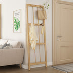 WH014 - Corner clothes rack, solid wood, space-saving for bedroom entryway image 1