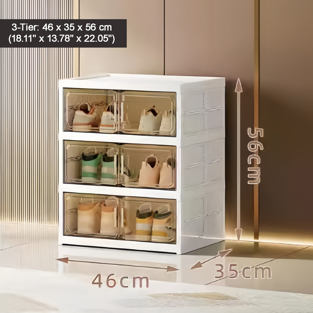 SOCE063 - Modern Transparent Plastic Shoe Cabinet – Stackable Storage with Door image 4