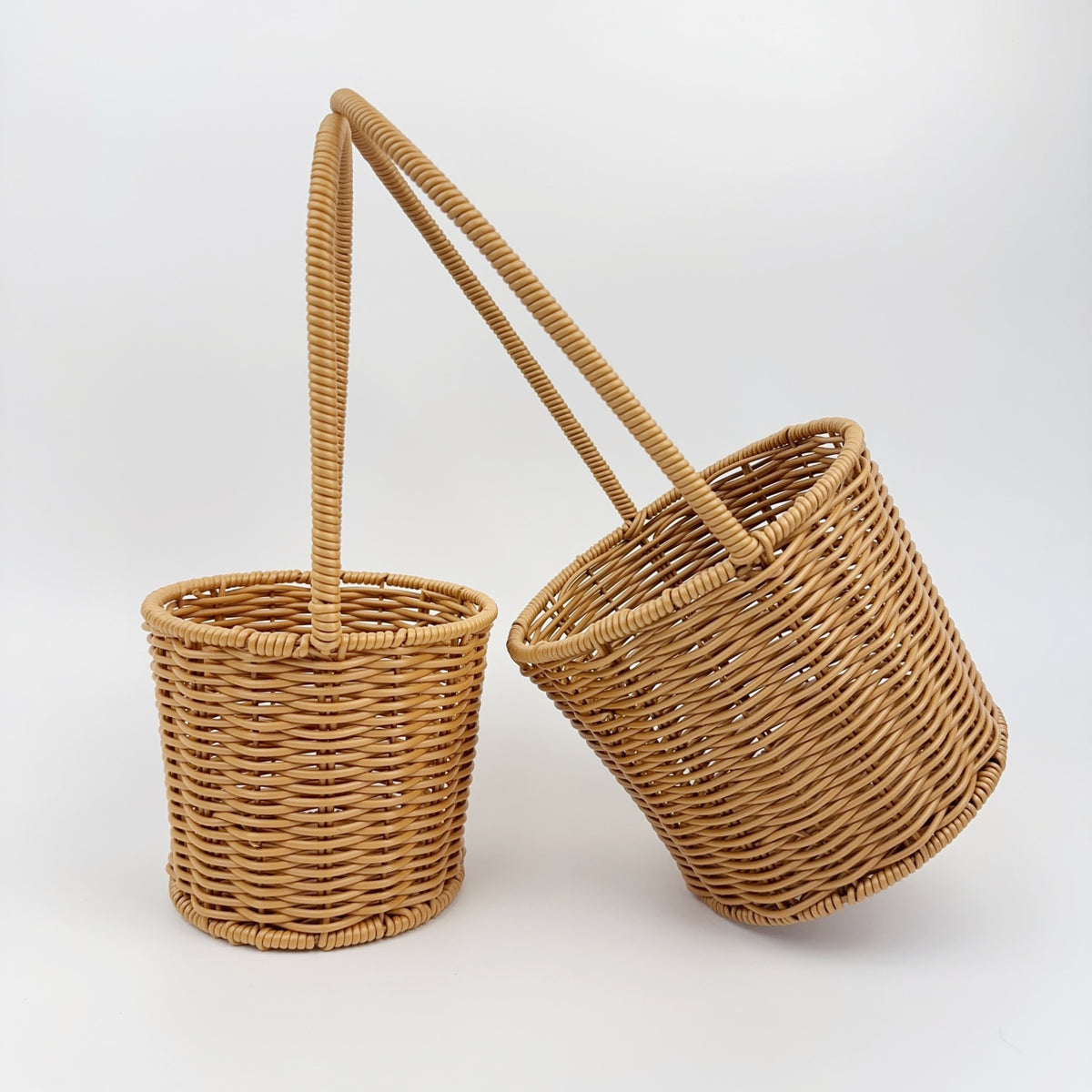 BAS002 - Elongated Handwoven Rattan-Style Basket with Handle image 2