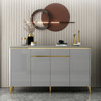 SOCE062 - Luxury Shoe Cabinet – Grey Lacquer Finish with Gold Trim Accent image 0