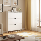 SOCE072 - Modern Minimalist White Shoe Cabinet for Entryway & Home image 0