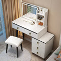 DR017 - Modern White Vanity Table with Mirror and Storage Drawers image 0