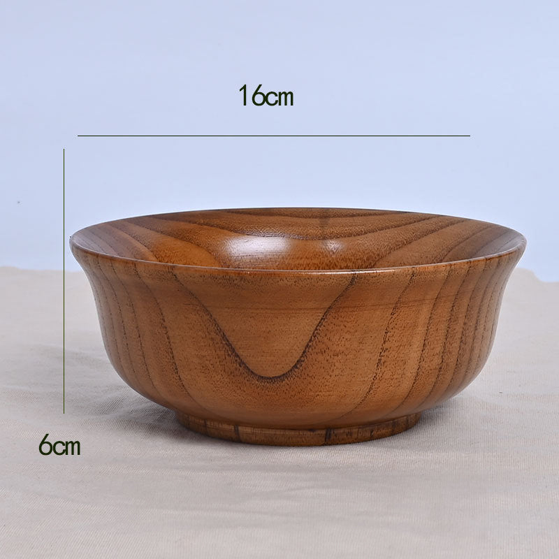BOWL009 - Reversible Edge Wooden Bowl | Natural Solid Wood Tableware image 4