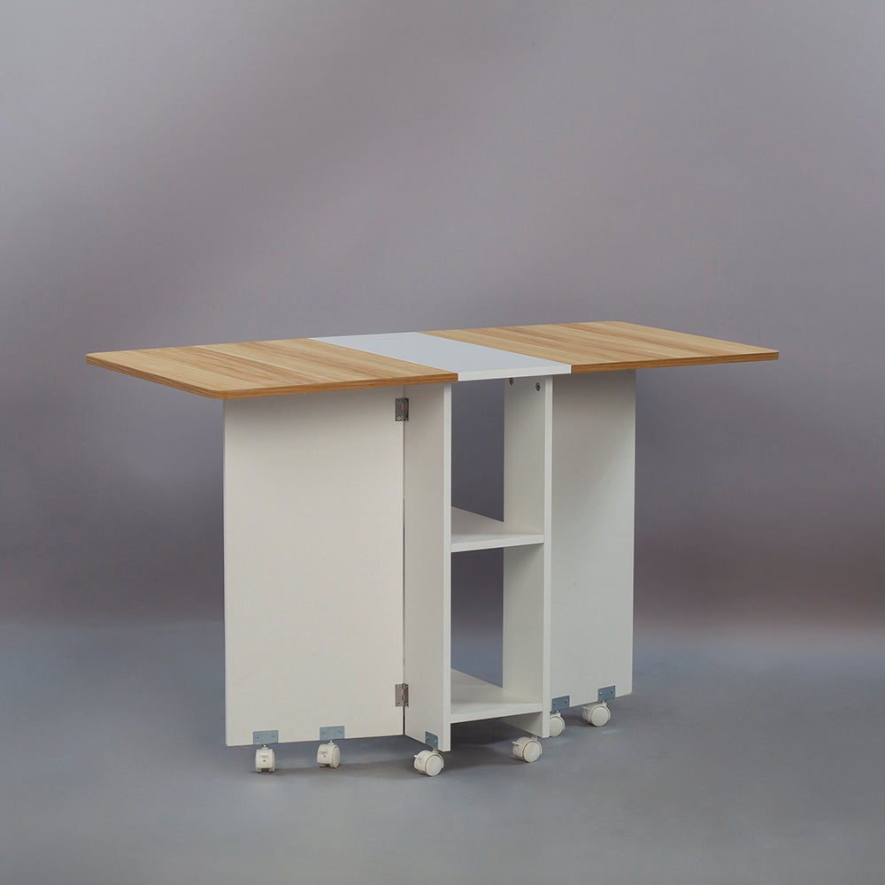 LDF020 - Space-Saving Folding Dining Table with Storage Rack image 2