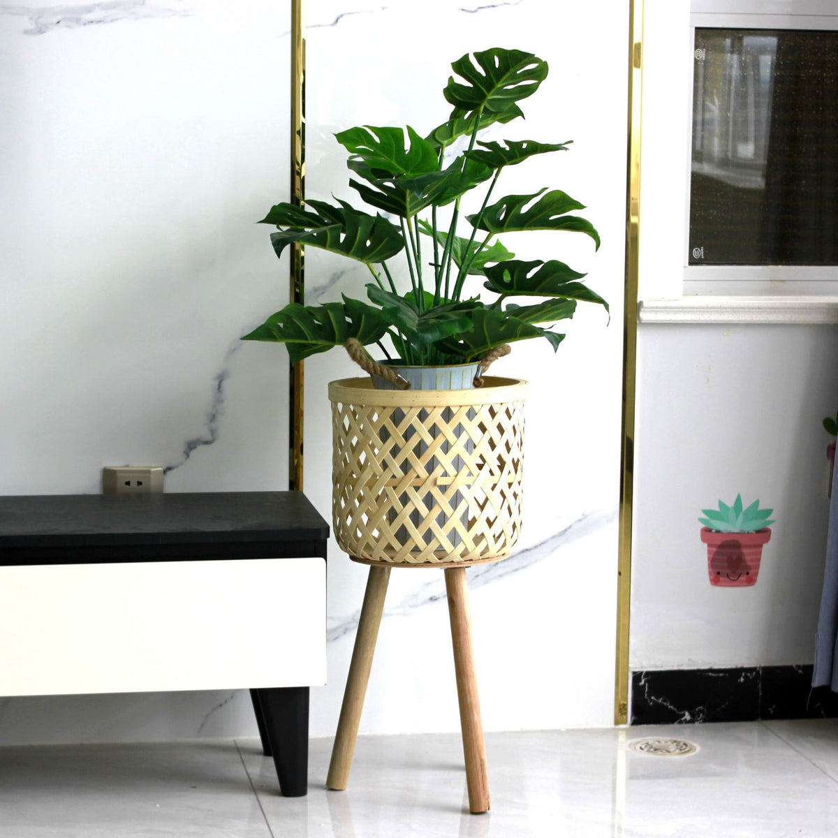 PS032 - Bamboo Fower Stand Living Room Floor-Standing Green Plant Flower Stand image 1