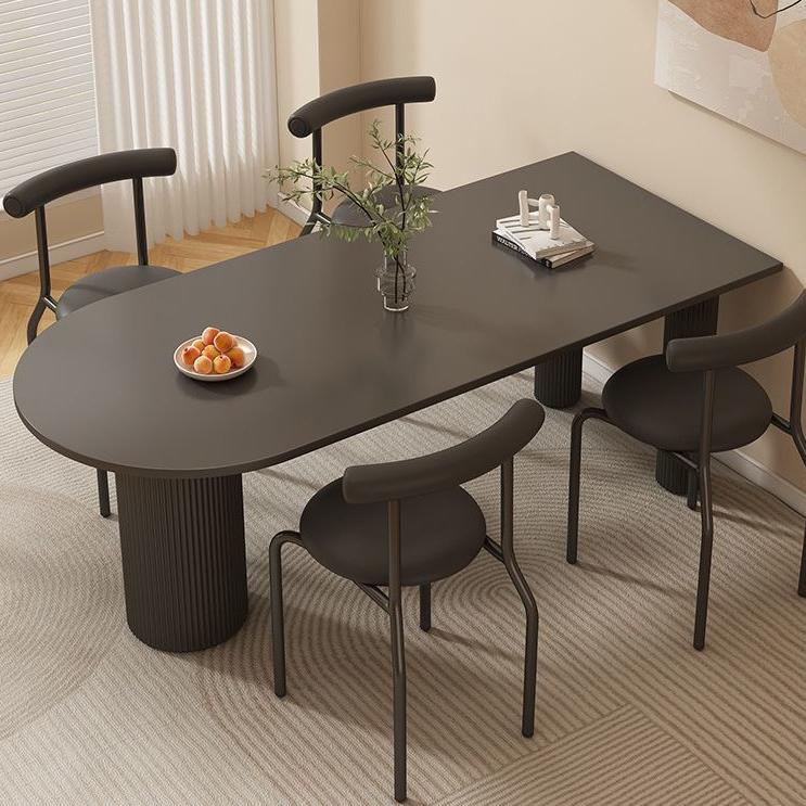 LDF025 - Modern Rock Plate Dining Table with Cylindrical Legs image 1