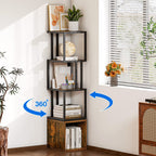 BS049 - 4-Tier 360° Rotating Bookshelf – Slim Floor Standing Display Shelf image 1