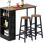 BAR003 - 3-Piece Pub Bar Table Set with Storage Shelves image 1