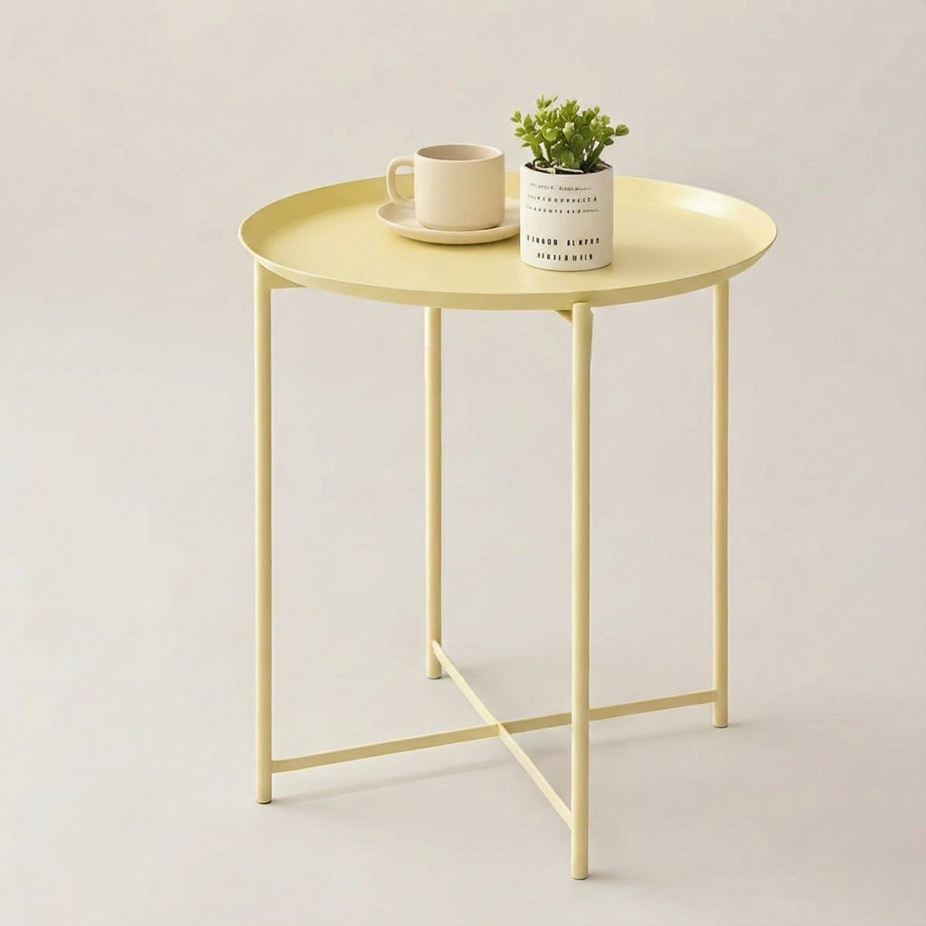 ST015 - Modern Minimalist Cream-Style Round Side Table image 0