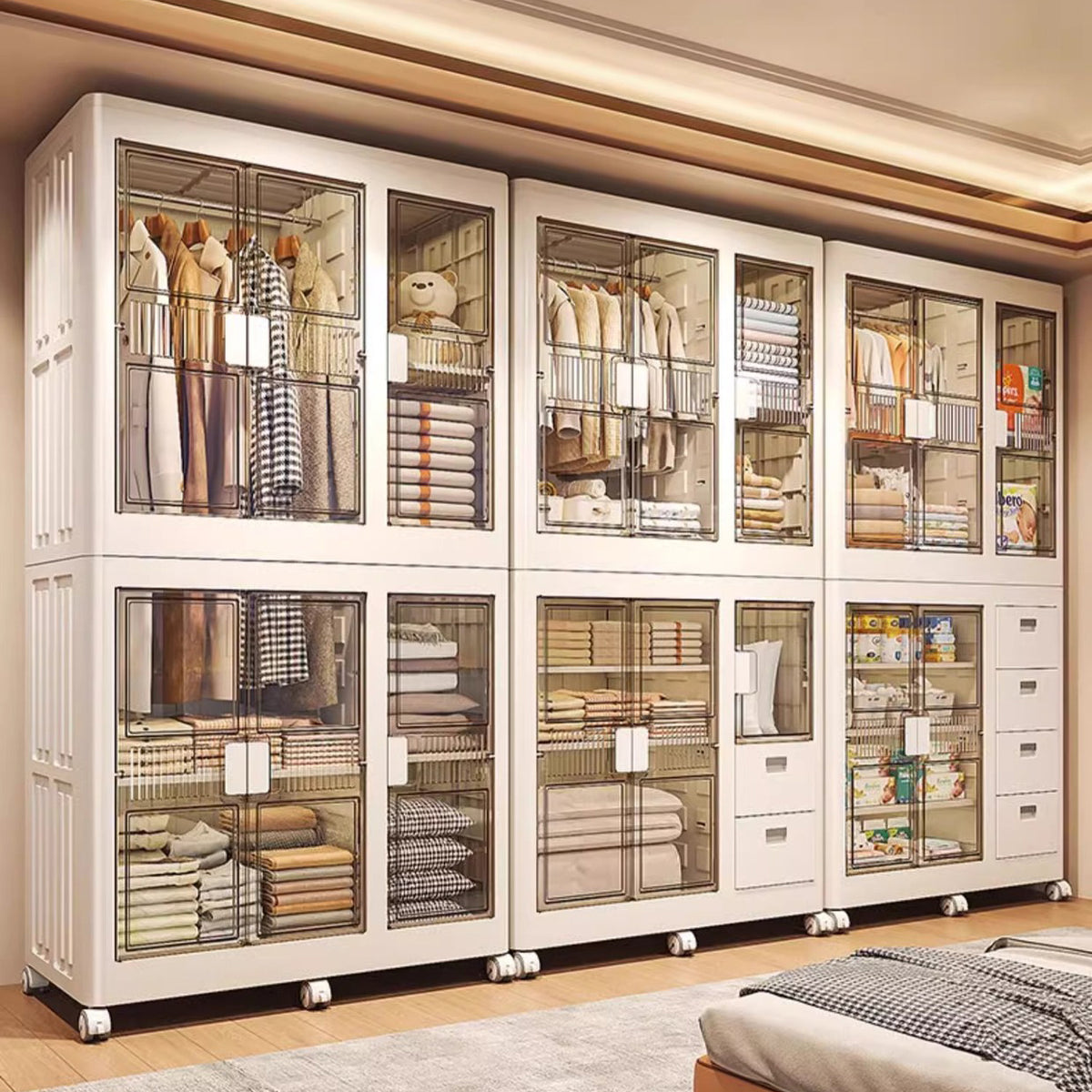 CC053 - Foldable Movable Wardrobe Multi-Layer Clothing Storage Cabinet image 0