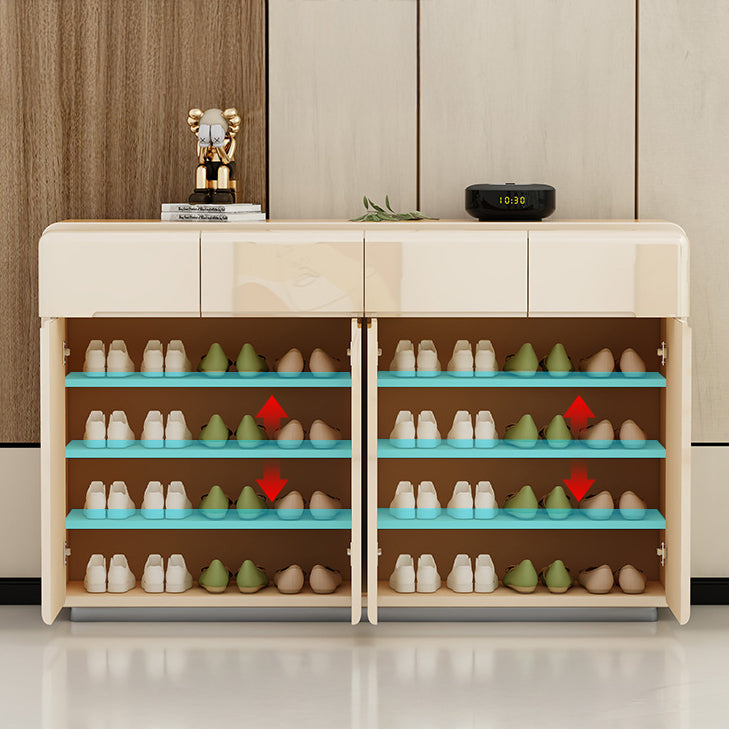 SOCE065 - Cream Gloss Multifunctional Shoe Storage Cabinet image 1