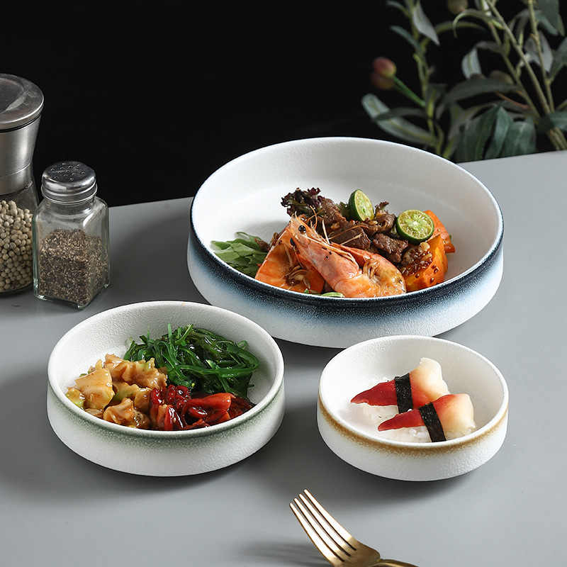 DISH002 - Creative Frosted Ceramic Bowl & Deep Plate image 1