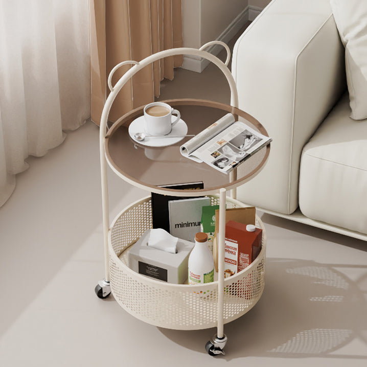 EDB036 - Movable Round Side Table with Wheels image 0