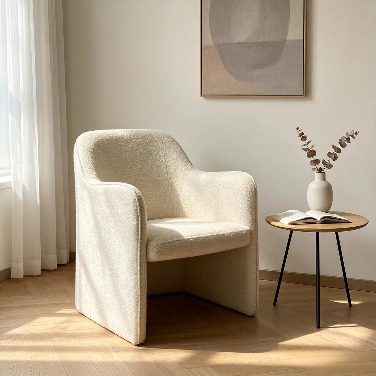 SOB037 - Serenity Cream Faux Shearling Bouclé Accent Chair