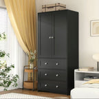CC056 - Modern White Wardrobe Cabinet with Drawers – Tall Storage Closet image 5
