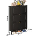 SOCE053 - Slim Black 3 Flip Drawers Wooden Space-Saver Shoe Cabinet image 5