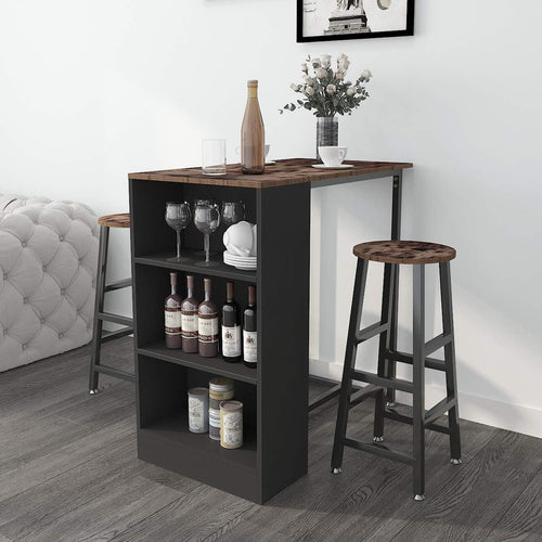BAR003 - 3-Piece Pub Bar Table Set with Storage Shelves image 0