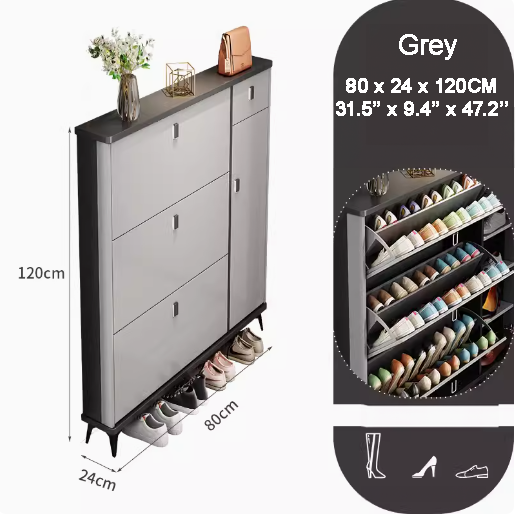 SOCE041 - Slim Entryway Shoe Cabinet with Flip Storage image 9