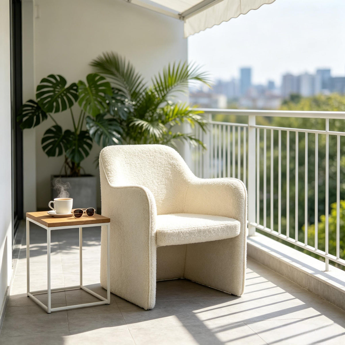 SOB037 - Serenity Cream Faux Shearling Bouclé Accent Chair