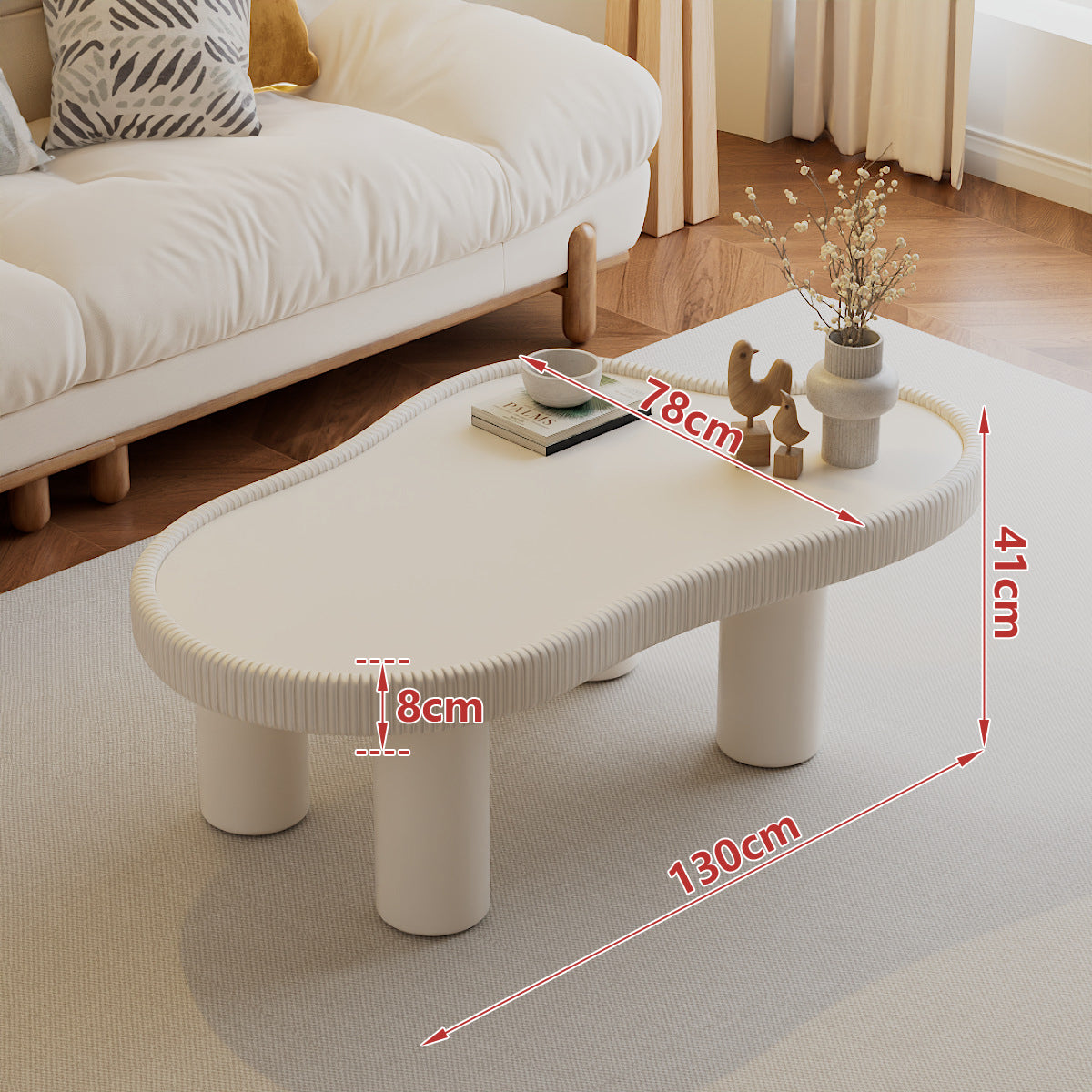 EDB046 - Modern Irregular Glass Coffee Table with Leather-Wrapped Edge image 8