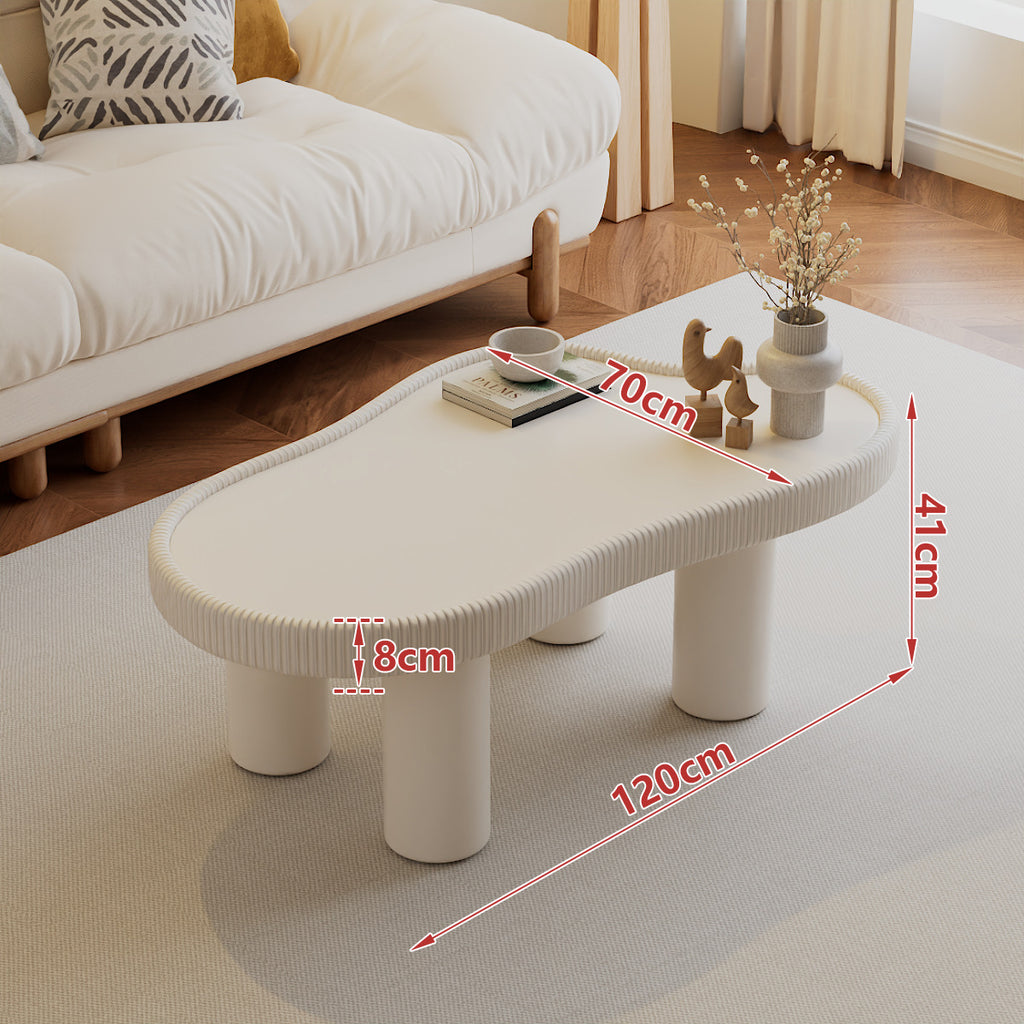 EDB046 - Modern Irregular Glass Coffee Table with Leather-Wrapped Edge image 7