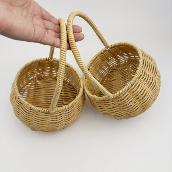 BAS001 - Handwoven Rattan-Style Basket with Handle
