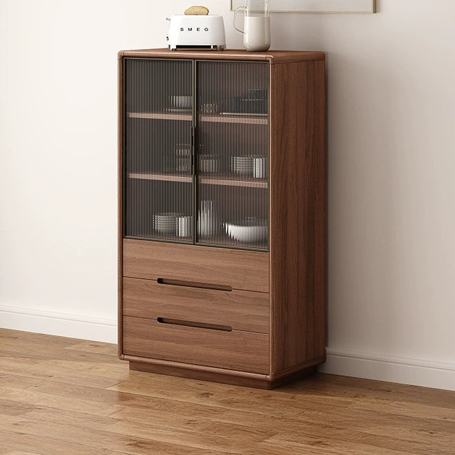 WCK020 - Modern Glass Door Wooden Kitchen Storage Cabinet image 0