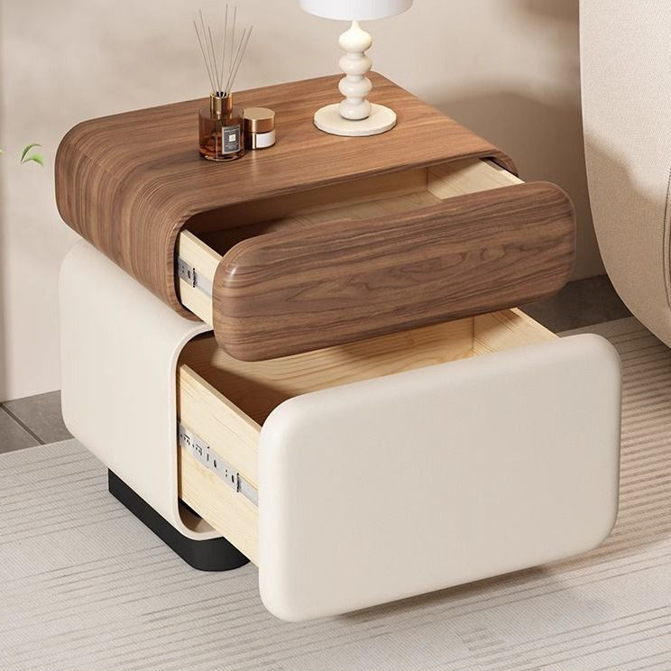 CBD024 - Modern Walnut & Cream 2-Tier Nightstand image 2