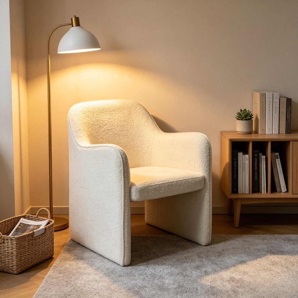 SOB037 - Serenity Cream Faux Shearling Bouclé Accent Chair