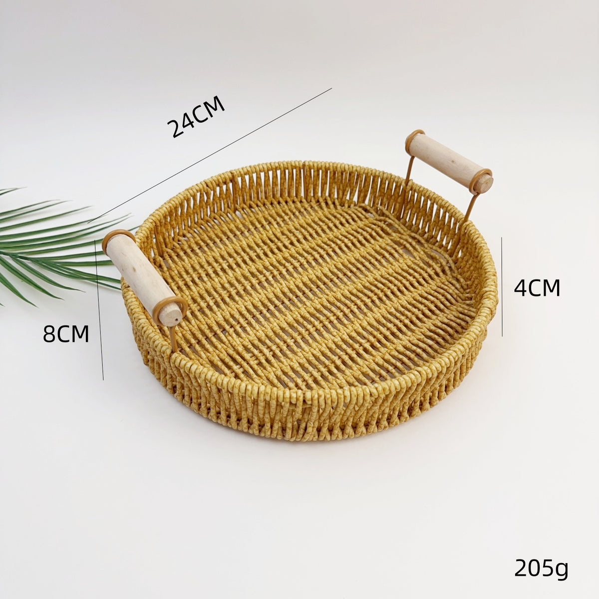 BAS012 - Round Rattan-Style Serving Tray with Handles image 5