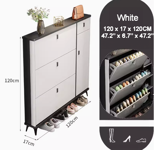 SOCE041 - Slim Entryway Shoe Cabinet with Flip Storage image 6