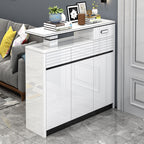 SOCE060 - Modern Glossy White Entryway Shoe Cabinet with Drawers image 0