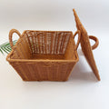 BAS007 - Rectangular Handwoven Rattan-Style Basket with Double Handles image 0