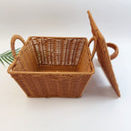BAS007 - Rectangular Handwoven Rattan-Style Basket with Double Handles image 0