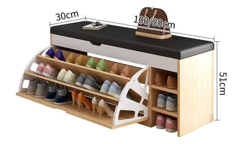 SOCE012 -  Craftsman Shoe Storage bench with Long Bench Seat image 13