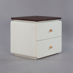 CBD025 - Elegant White Bedside Table with Two Drawers and Natural Wood Knobs image 7