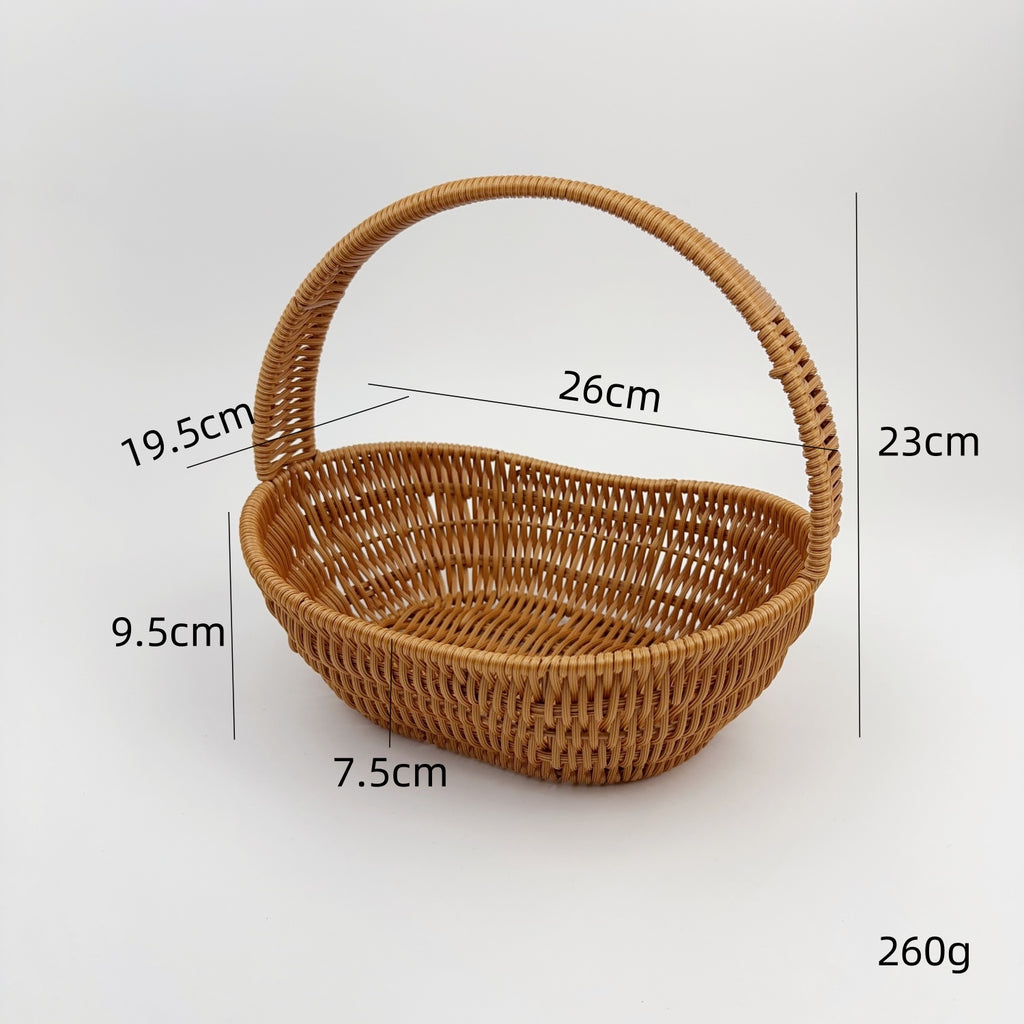 BAS004 - Oval Handwoven Rattan-Style Basket with Thick Handle image 4
