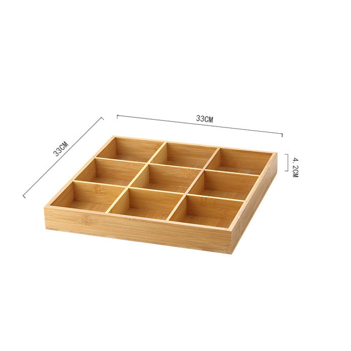 TRAY004 - Bamboo Creative 9-Grid Serving Tray | Partitioned Snack & Meal Platter image 1
