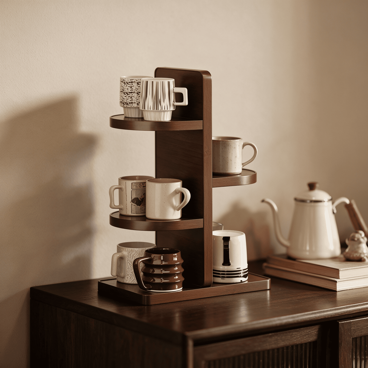 CSR004 - Amberch Modern Mug Tree Vertical Multi-Tier Coffee Station Organizer image 4